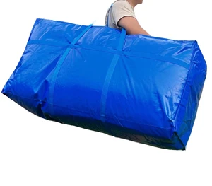 Portable Foldable Blue Plastic Storage Bags Handles Single Clothing Organizer Multifunction for Wardrobe Living Room Camping