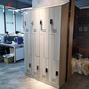 L Shape Wood Storage Lockers Fitness Club Lockers with Bench for Spa and Stadium
