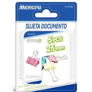 Mengfu M-0135 5 Pack 25mm Multicolor Binder Clips Paper Clips for Documents Organization Steel Magnet Material Made in China