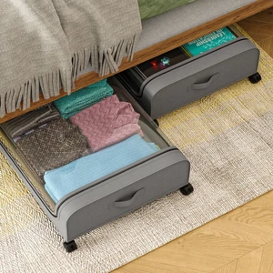 Large Capacity Foldable Dustproof Under Bed Storage Containers Clothes Quilt Storage Box Spacesaving Organizer With Wheels