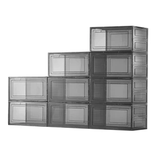 Clear Stackable Shoe Storage Boxes Plastic Containers for Sneakers High Heels Boots and Hats Transparent Black