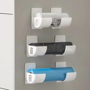 Wall Mounted Garbage Storage Rack Organizer for Kitchen Cabinet Door Plastic Bag Dispenser Holder with Space Saving Design