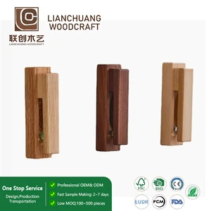 Modern Minimalist Coat Towel Hanger 3-Piece Walnut Wood Wall Pinch Hook Set FSC Custom OEM Bathroom