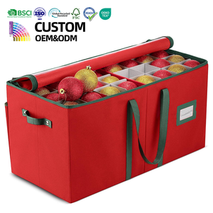 128 Christmas Ornament Storage Boxes With Dividers Stackable Fabric Organizer Bulk OEM ODM