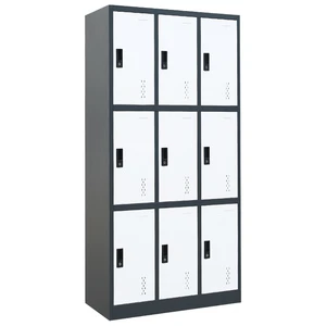 12-Door Cold Rolled Steel School Locker with Key Lock Combination Lock Knock-down Structure Floor Mount for Gym Office Home Use