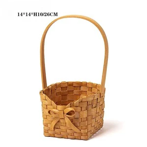Hand-woven Hand-held Wood Flower Storage Basket-Eco-Friendly Kitchen Gift for Mother's Day & Wedding