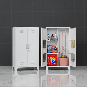 Freestanding Steel Storage Locker with Electronic Lock for Janitor Rooms and Utility Areas Cabinet to Organize Cleaning Tools