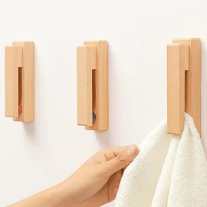 Creative Solid Wood Towel Rack Hooks No Punching Invisible Storage Rack for Bath & Kitchen Wall Sign & Wooden Boxes Craft