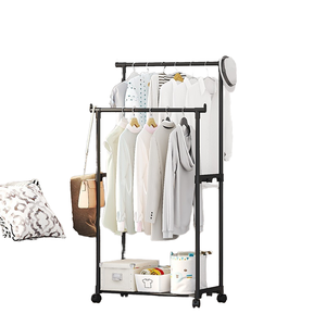 Single Pole Wheeled Iron Coat Rack Clothing Organizer Hat Storage Integrated Clothes Drying Living Room Wardrobe Simple Assembly