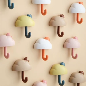 Packed Hooks Creative Adhesive Plastic Decorative Coat Hooks Cloud Shape Door Hook