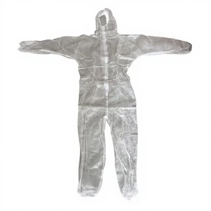 Disposable Non Woven Protective Coverall Breathable Dust Proof Light Splash Resistant with Hood Elastic Cuffs for Industrial Use