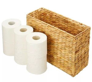 Wholesale Factory Direct Price Bamboo Rectangle Bohemian Style Handwoven Toilet Roll Holder 10-20L Capacity Storage