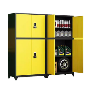 Workshop Tool Storage Cabinet Heavy Duty Metal Locker with Support Legs and Code Lock Assembled for Garage Warehouse