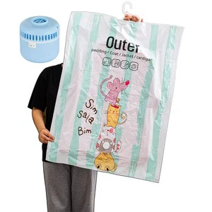 Hanging Vacuum Clothing Compression Wardrobe Storage Bags Transparent Cloth Vacuum Cleaner Hanging Vacuum Storage Bags