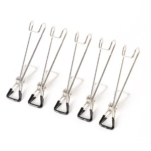Stainless Steel Clothes Clip with Hooks Metal Long Tail Clothes Clip
