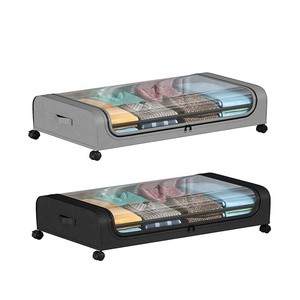 Under Bed Storage With Wheels Drawer Bins Foldable Rolling Under-Bed Clothes Organizer Dorm Under Couch Crib Storage