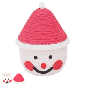 Wholesale Eco-friendly Cotton Rope Cute Snowman Storage Basket Lid Customizable Children's Room Nursery Party Christmas Supplies