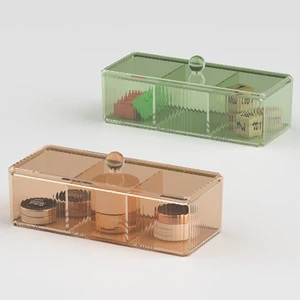 Makeup Organizer Acrylic Cosmetic Organiser Jewelry Storage Box Desktop Display Vanity for Lipstick Lash Brush Holder Ribbed