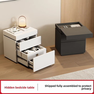 Hidden Modern Minimalist Bedside Table With Multifunctional Storage Cabinet And Locker Safe Design For Bedroom Furniture