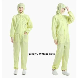 Unisex Polyester Protective One-piece Coveralls Dust-proof Static Cleanroom Garment Pockets Needle Detection Paint Work AM-01