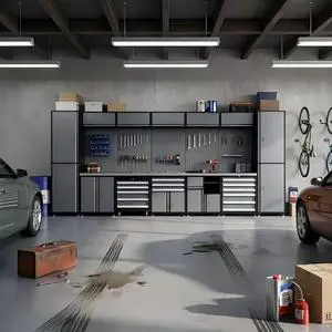 Modern Heavy Duty Steel Garage Storage Cabinets with 7 Drawers and Wood Countertop-OEM Tool Cart