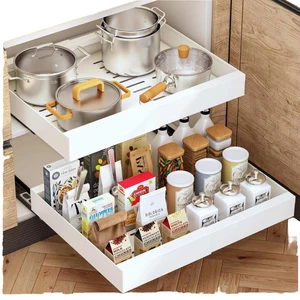 Metal Drawer Sliding Expandable Cabinet Pull-out Cabinet Organizer Big Capacity Under Sink Storage Organizer