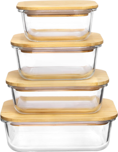 Airtight Glass Food Storage Jars With Bamboo Lid, BPA-Free Borosilicate Kitchen Canisters, Eco-friendly Spice Cereal Organizer