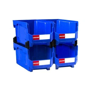 LEADLOONG V6 Stackable Plastic Storage Bins 4pcs 14.8*8.4*7in/37.7*21.3*18cm Garage Parts Assortment Storage Shelf