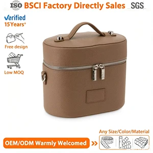 Portable Stylish Faux Leather Beauty Hard Vanity Case Makeup Bag Organizer Toiletry Case with Removable Divider