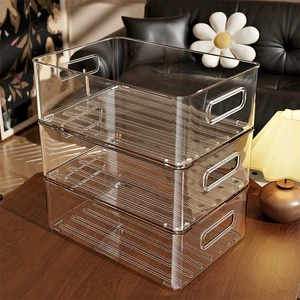Stackable Clear Acrylic Cosmetic Storage Bins with Handles Multi - Purpose Organizer for Skincare Makeup