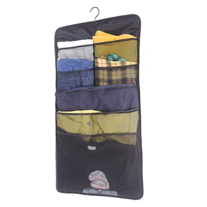 14-pocket Black Oxford Cloth Double-sided Wardrobe Organizing Storage Bag, Door-back Foldable Hanging Clothes Storage Bag