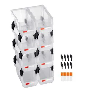 8 Pack 10.9 X 5.5 X 5.1 Inch Plastic Stackable Storage Bins Organizing Containers for Closet Storage