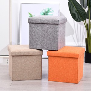 Folding Storage Ottoman Stool Box Clothes Shoes Organizer Bins