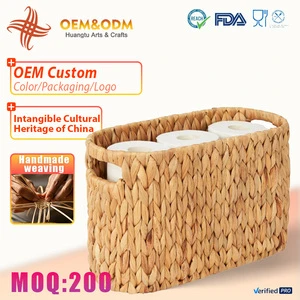Boho Natural Handmade Toilet Paper Water Hyacinth Willow Seagrass Woven Wicker Storage Baskets With Lid Home Bathroom Decor