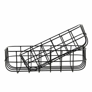 Recent Trading Set of 2 Black Metal Grip Wire Metal Basket with Handle Storage and Clothing Basket for Home Use with Durability