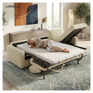 Space Saving Fabric L Shaped Folding Sofa Bed With Mattress & Storage For Apartment