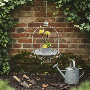 Decorwell Antique Rustic Metal Powder Coated Hanging Planter Handmade Vintage Design Style Indoor/Outdoor Balcony Garden