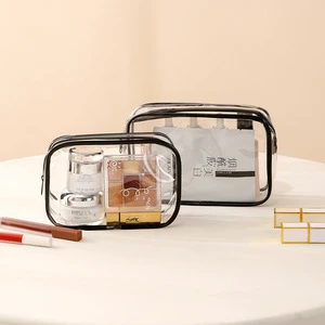 Fashion Foldable Water Resistant Small Capacity Travel Toilet Bag Organizer with Zipper Closure PVC Cosmetic Bag