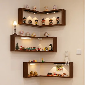Corner Wall Shelf 3 Tier Rectangle Wall Mounted Storage Rack For Toys Organizer Durable