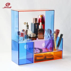 Factory Wholesale Custom Colorful Large Acrylic Cosmetic Organizer Makeup Storage Box with Drawer