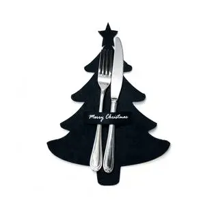 New Christmas Tree-Shaped Cotton Cutlery Storage with Reusable Durable Non-Toxic Design for Table Decoration