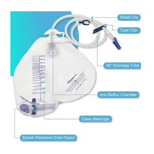 Urine Drainage Bag Medical Pvc Urine Collection Bag 2000ml Disposable Urine Bag For Adult