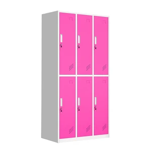 Metal Locker Wardrobe Bedroom 6 Doors Small Items Storage Cabinet Steel Clothes Cabinets With Key Lock For Gym School