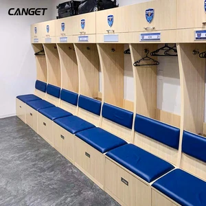 Changing Room Plywood Laminate Athletic Locker with Bench for Stadium
