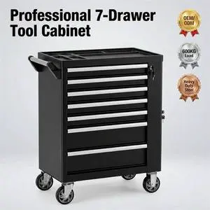 Heavy Duty 30in Modular Garage Storage System with Integrated Workbench Cabinet and Rolling Steel Tool Chest Cart