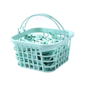 Set of 30pcs Plastic Clothes Pins Drying Clips Windproof Clothes Hanger Clips Small Clothes Pegs With Basket