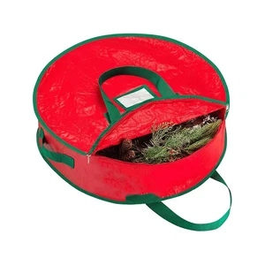 Eco-Friendly Polyester Christmas Wreath Storage Bag-30 Inch Durable Waterproof Zipper Reinforced Handles for Holiday Decor
