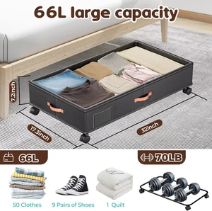 Cedar space Hot Sale Foldable Multi-Purpose Under-Bed Storage Box Wheels Clothes Organizer Household Under Bed Storage with Wheels