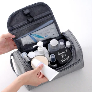 Fashionable Foldable Travel Wash Bag Case New Style Waterproof Polyester Zipper Closure Toilet Storage Bath Hook for Women Men