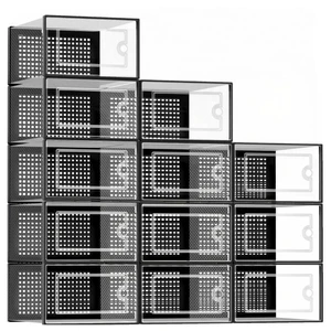 Large Transparent Plastic Storage Box Foldable Sneaker Container & Versatile Clothing Organizer with Entrance Shoe Rack